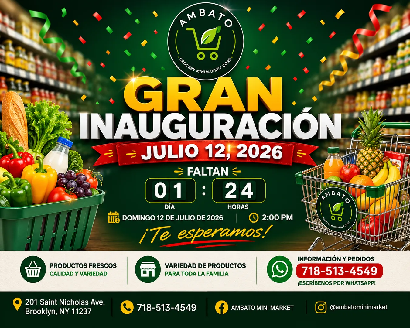 Gran inauguración de Ambato Mini Market el 12 de julio de 2026
